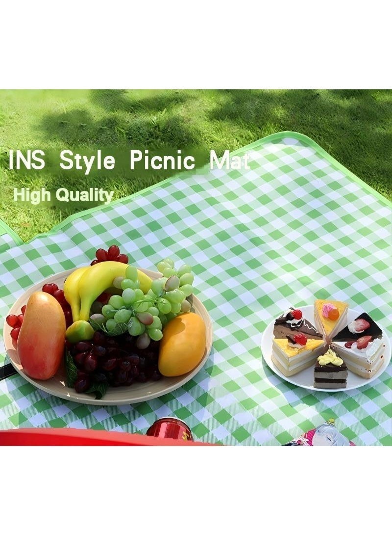 الواحة-TH 2X2 متر في الهواء الطلق نزهة حصيرة، بطانية نزهة كبيرة زائدة بطانيات الشاطئ، نزهة حصيرة رمل مقاوم للماء دليل قابلة للطي المحمولة للتخييم في الهواء الطلق المشي لمسافات طويلة السفر العشب موسيقى مهرجان العشب حصيرة (خضراء) - Image 2